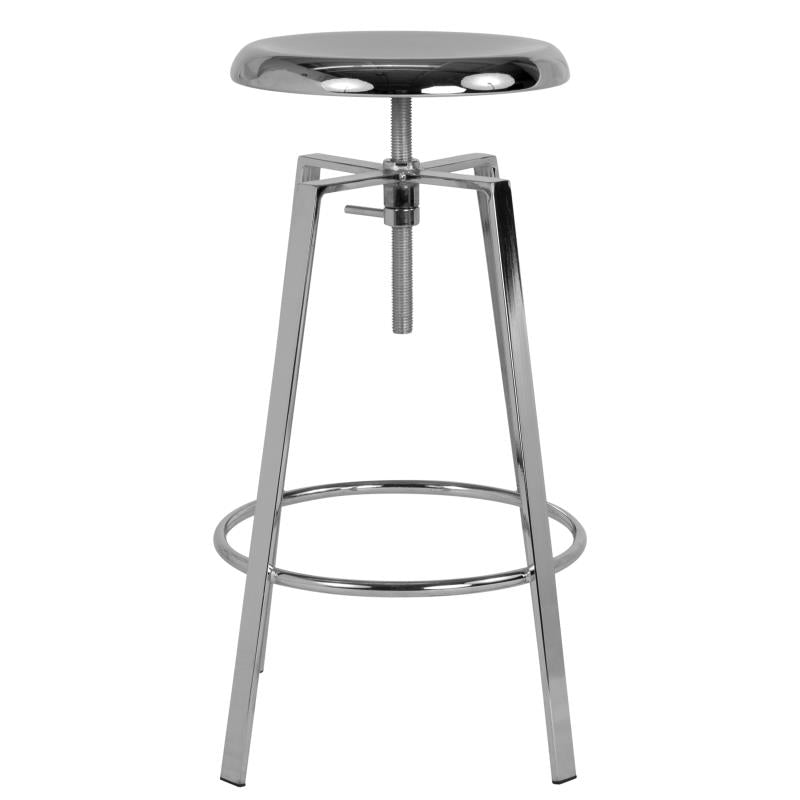 Flash Furniture Toledo Industrial Style Barstool - Adjustable Height, Swivel Seat, Chrome Finish