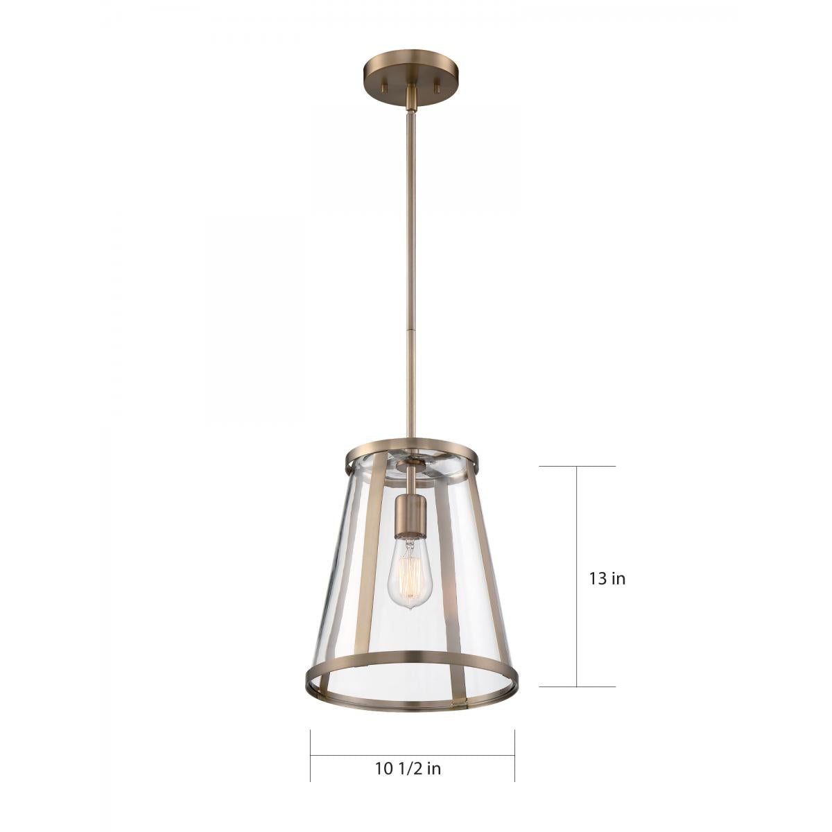 60-6697 BRUGE 1 LIGHT PENDANT - Clear Glass with Burnished Brass Finish