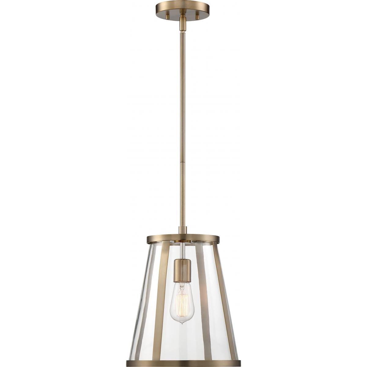 60-6697 BRUGE 1 LIGHT PENDANT - Clear Glass with Burnished Brass Finish