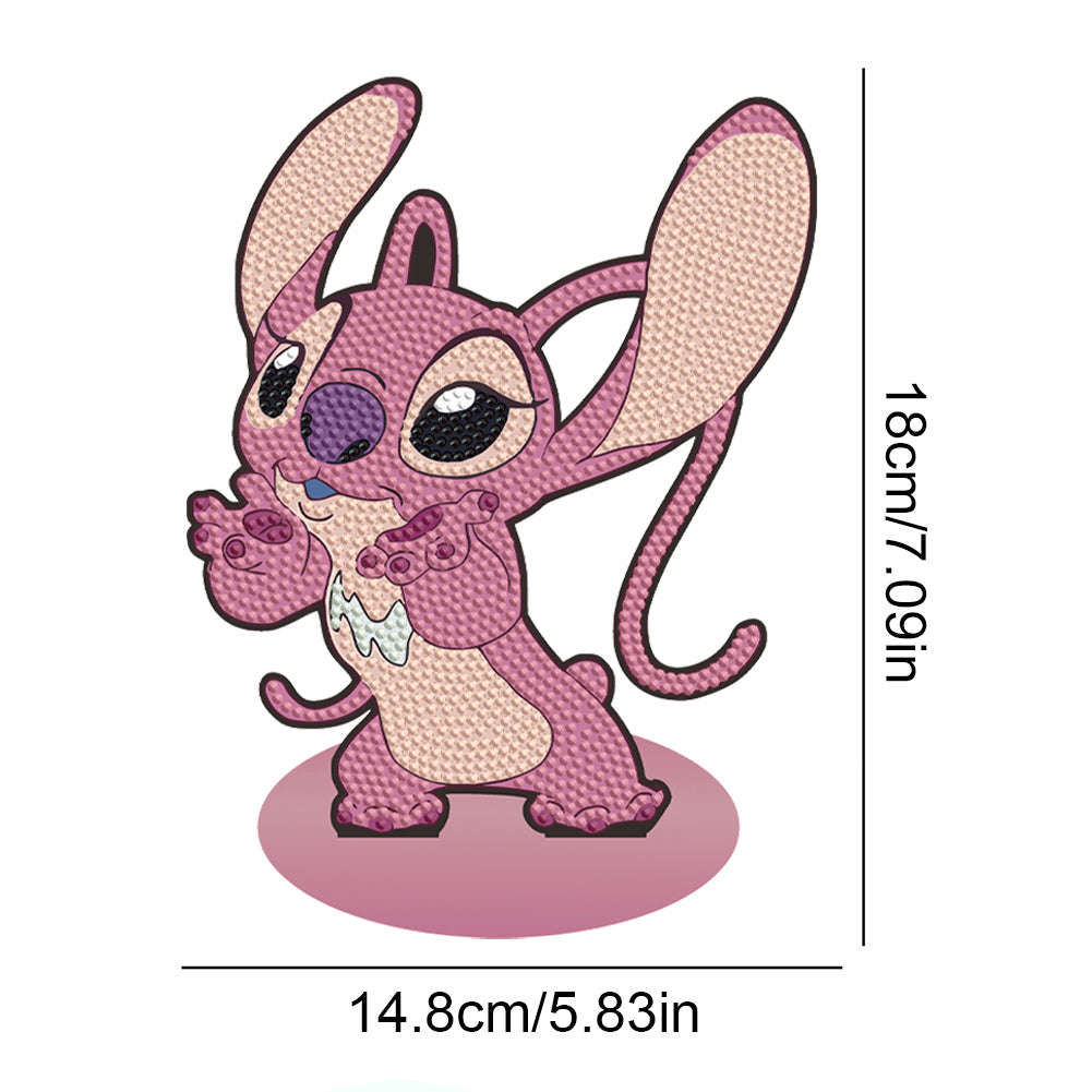 Special Shaped Wooden Stitch Desktop Diamond Painting Art for Home Decor (Pink)