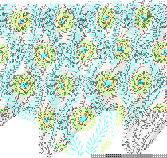 Blue and White Valance Curtains - 53”x 18” Rod Pocket, Made in USA