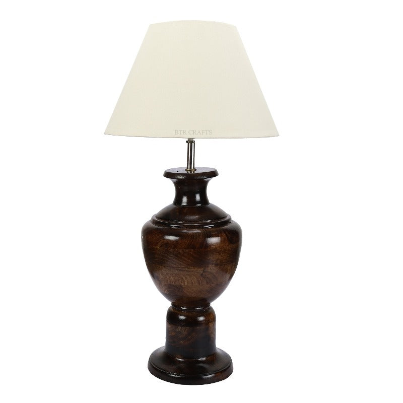 BTR CRAFTS Spotted Wooden Big Matki Table Lamp (Bulb not Included)
