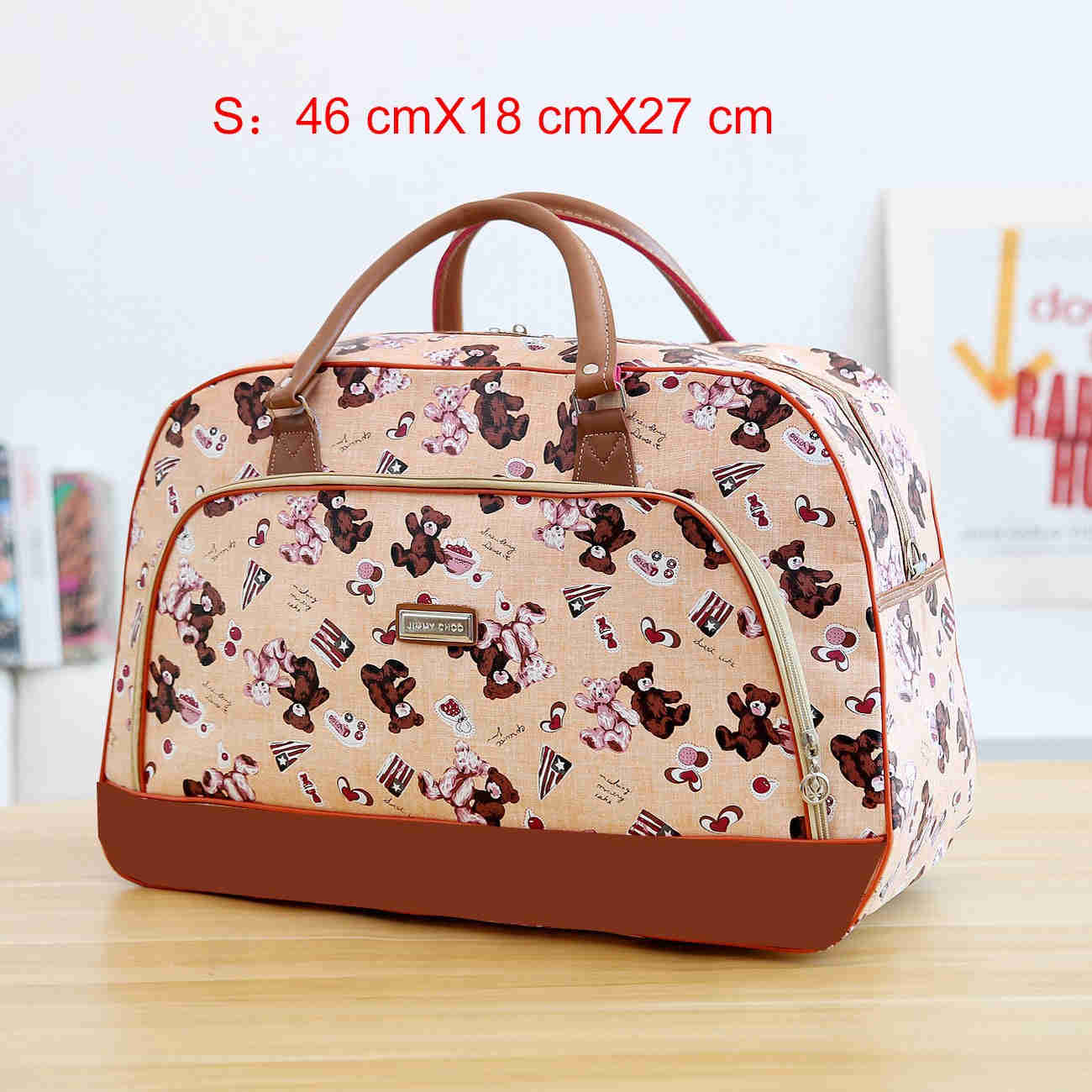 Lkblock Women's Fashion PU Leather Travel Duffle Bag - Large Capacity, Waterproof, Cartoon Print