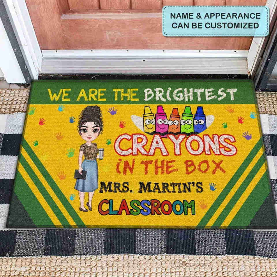 Personalized Custom Doormat - Teachers Day, Birthday Gift For Teacher - The Brightest Crayons In The Box