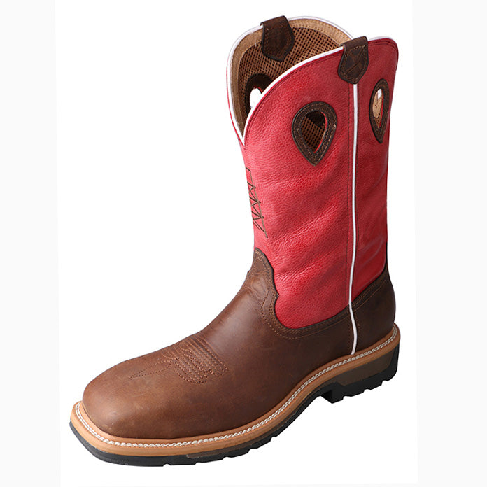 Twisted X Mens Red Composite Square Toe Waterproof Work Boot