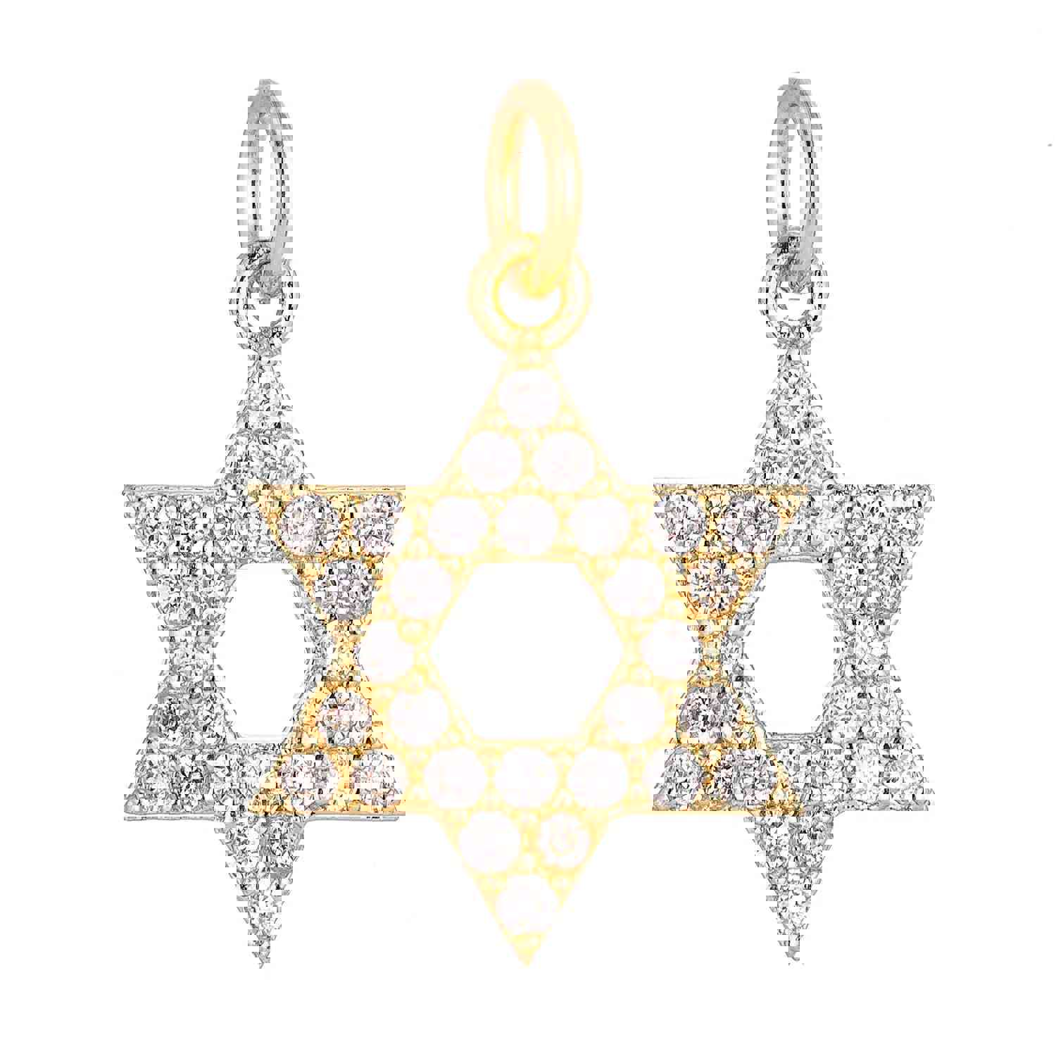 Star of David Charm Necklace - 18k Gold Filled or White Gold Filled with Cubic Zirconia