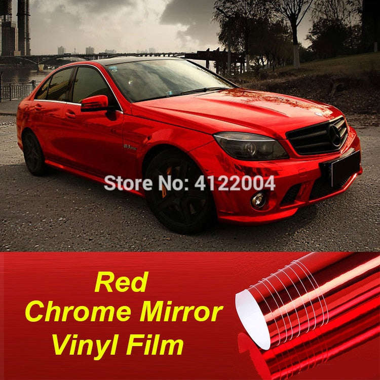 10/20/30/50cm JMM Red Car Chrome Mirror Vinyl Wrap Film Sticker Electro Coating for Car Body & Motorcycle