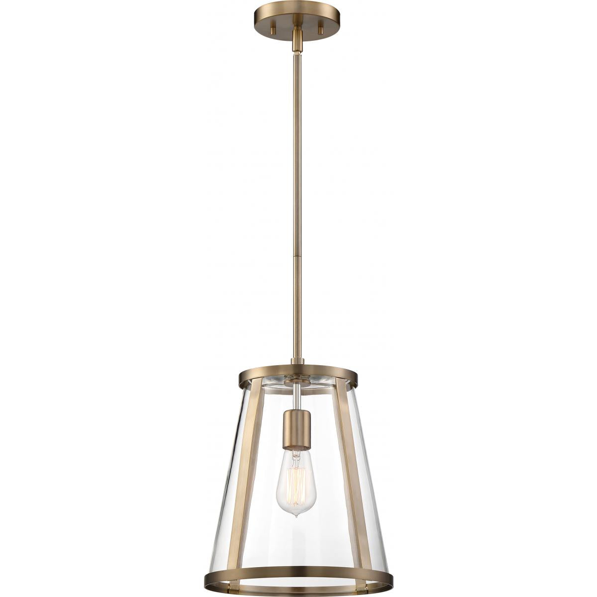 60-6697 BRUGE 1 LIGHT PENDANT - Clear Glass with Burnished Brass Finish