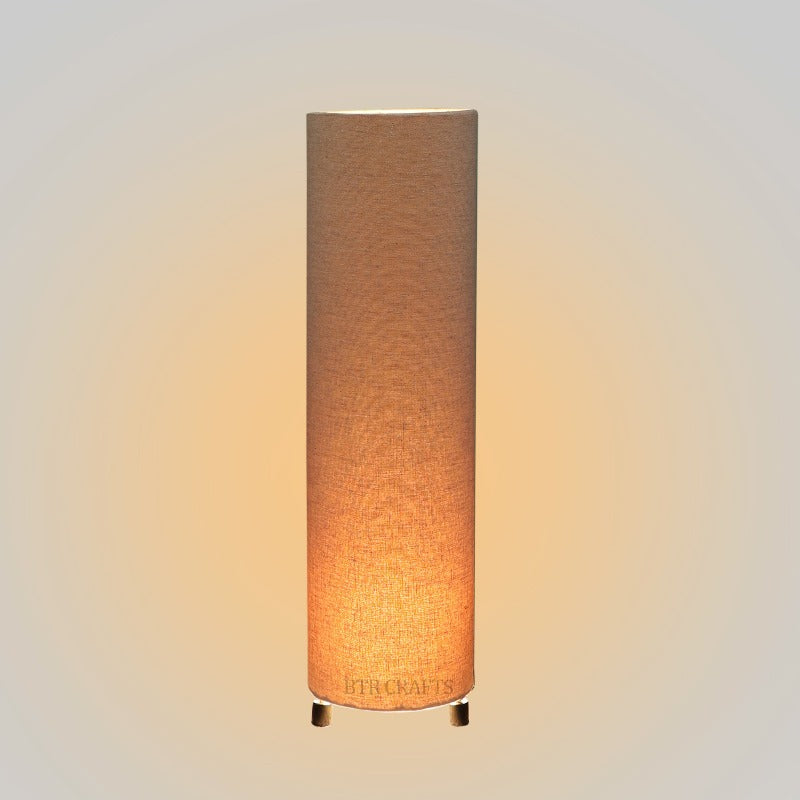 BTR CRAFTS Cylinder Shape Corner Decorative Floor Lamp, Beige - Pack of 1 (Bulb Not Included)