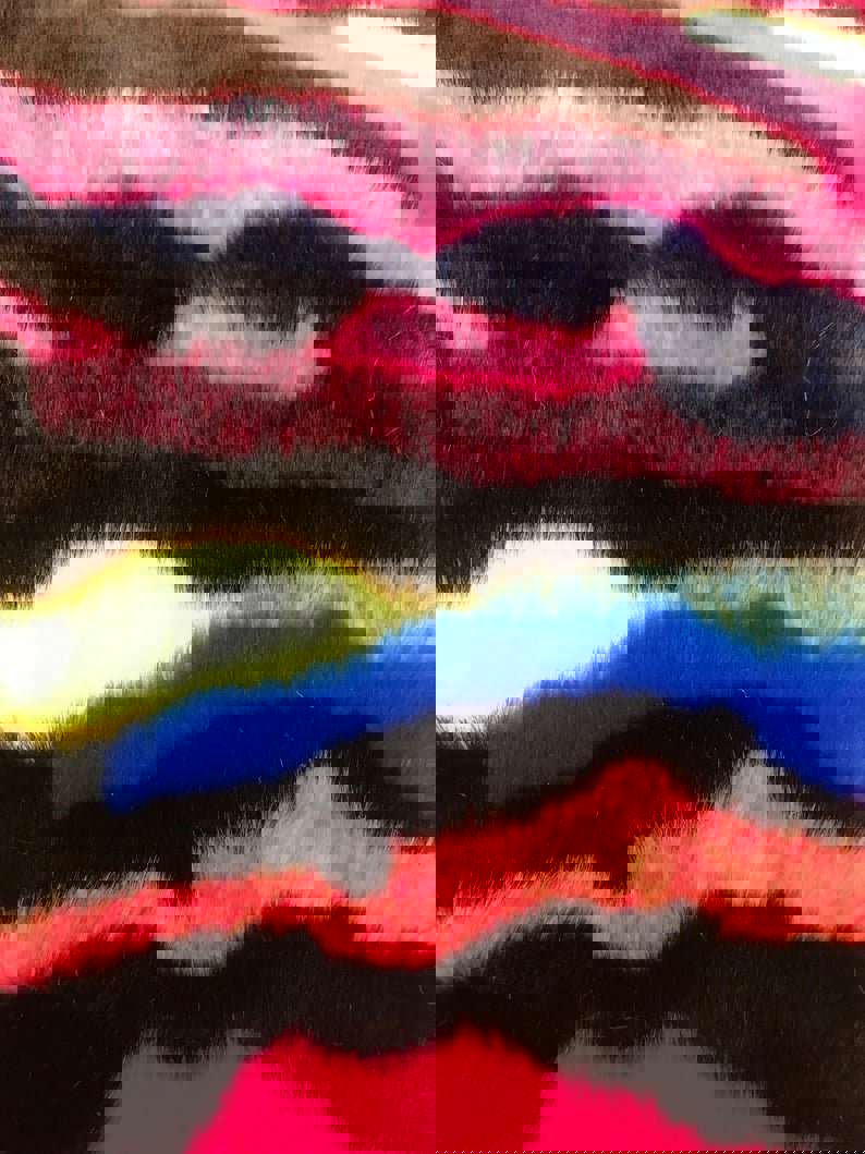 Rainbow Multi-color Striped Faux Fur Fabrics By The Yard