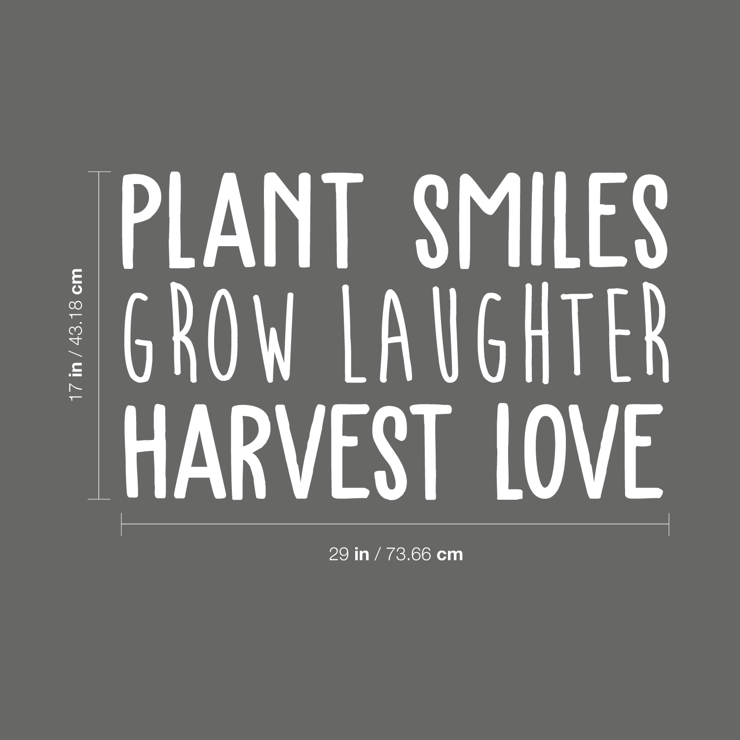 Vinyl Wall Art Decal - Plant Smiles Grow Laughter Harvest Love - Trendy Inspirational Nature Quote Sticker