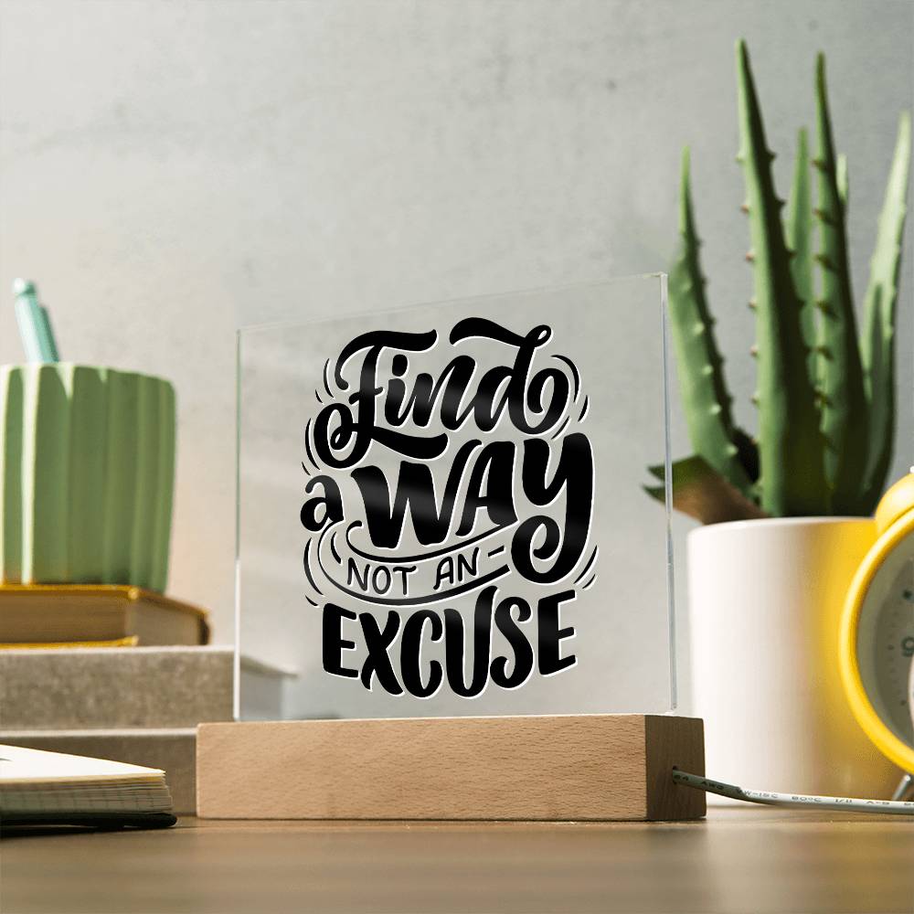 Find A Way - Motivational Acrylic with LED Night Light - Inspirational Home Decor - Encouragement Gift