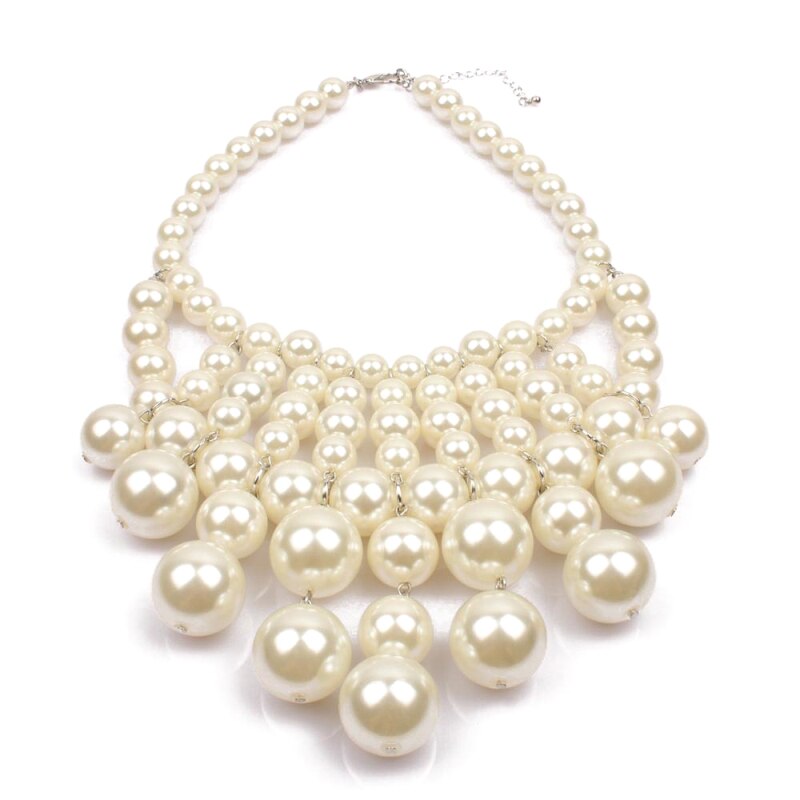 Elegant Hyperbole White Simulated Pearl Choker Necklace for Women