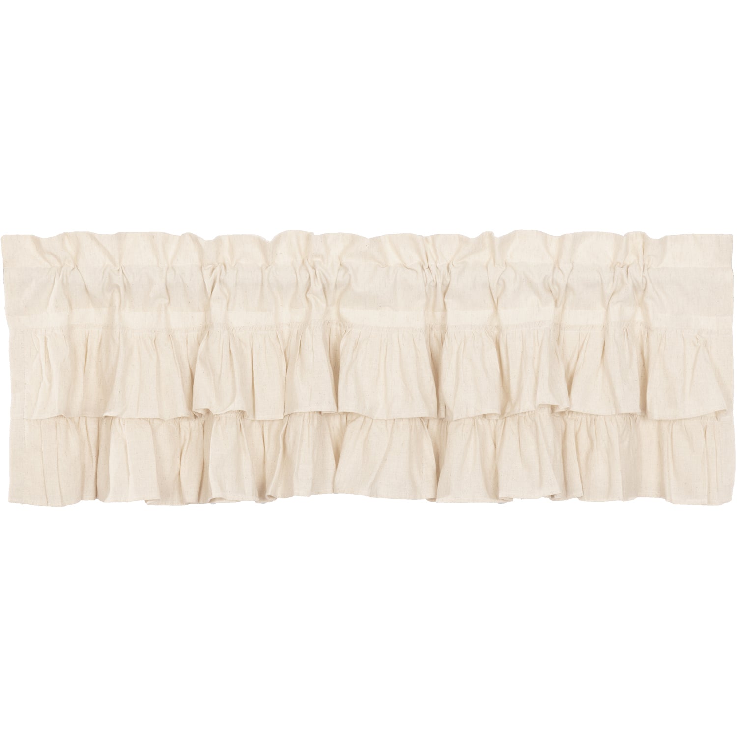 Simple Life Flax Natural Ruffled Valance 16x60 - Farmhouse Style Window Treatment