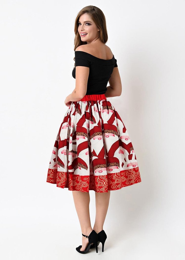 Fashion Santa Claus Print Christmas Skirts For Women