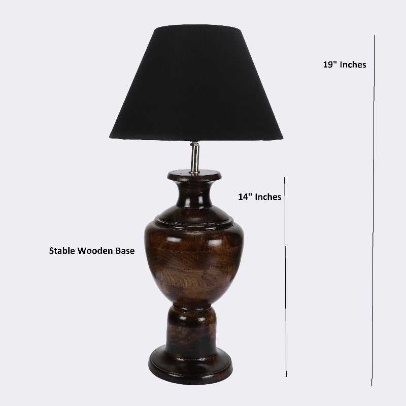 BTR CRAFTS Spotted Wooden Big Matki Table Lamp (Bulb not Included)