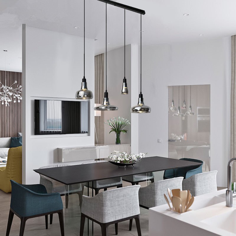 MIRODEMI® Retro Pendant Lamp - Smoky Gray Glass for Dining Room & Kitchen