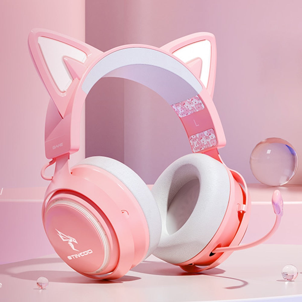 Luminous Cat Ears Headphones with Magic Touch Light Effect
