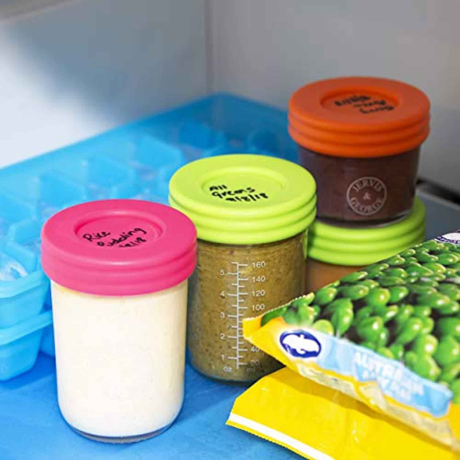 Glass Baby Food Storage Containers Set - 4oz & 8oz Jars with Airtight Lids