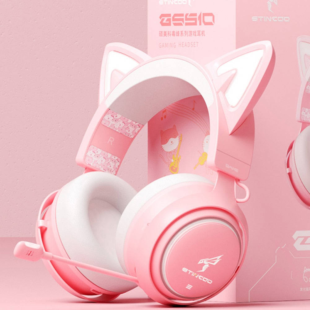 Luminous Cat Ears Headphones with Magic Touch Light Effect