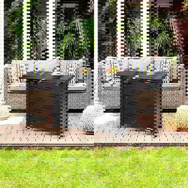 60000 BTU Outdoor Propane Fire Pit Table with Lava Rock and Waterproof Cover