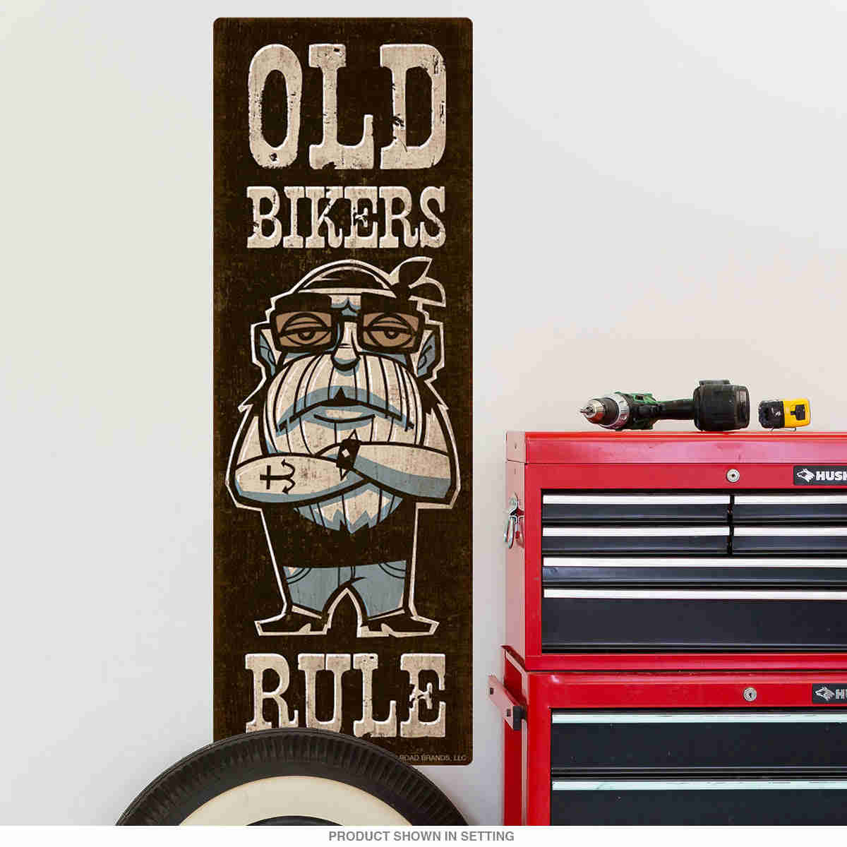 Old Bikers Rule Motorcycle Wall Decal - Premium Removable Sticker for Garage & Man Cave