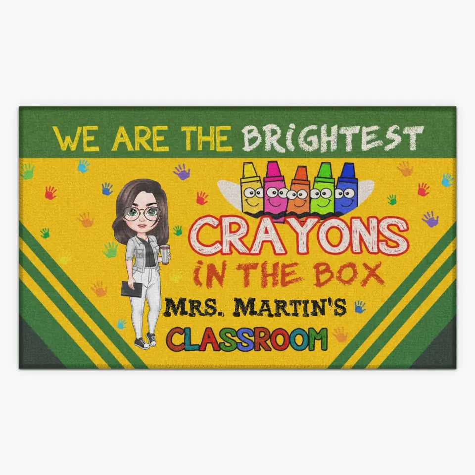 Personalized Custom Doormat - Teachers Day, Birthday Gift For Teacher - The Brightest Crayons In The Box
