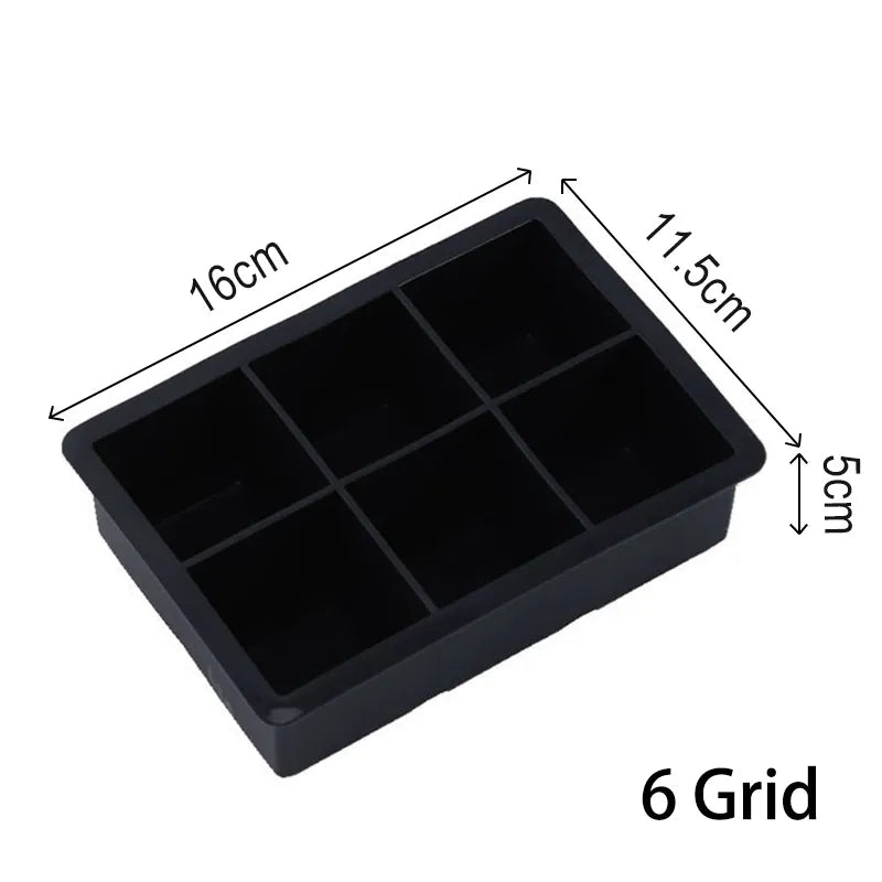 Grid Big Ice Tray Mold Box - Large Food Grade Silicone Ice Cube Square Tray for DIY Bar, Pub, Wine, and Cocktails (4/6/8/15 Grid Options)