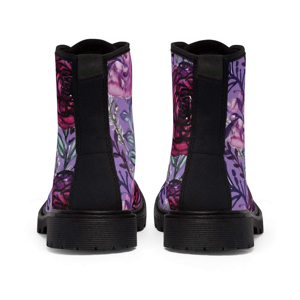 Purple Rose Flower Women's Boots - Vintage Style Winter Boots for Ladies