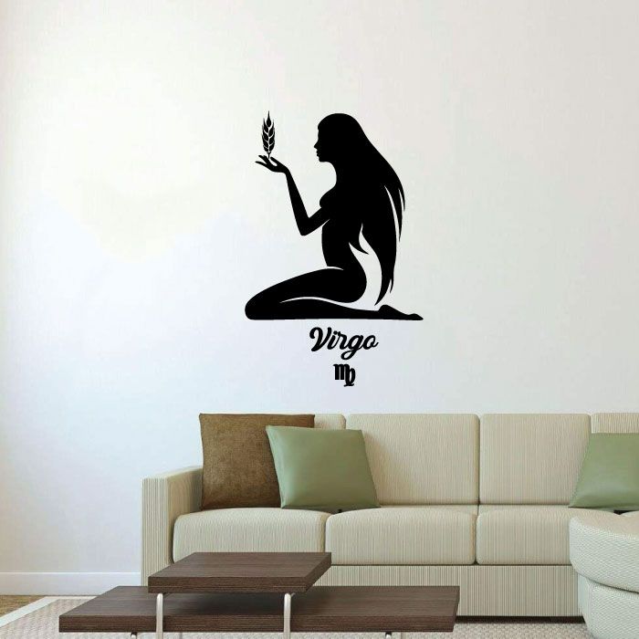 Horoscope Vinyl Wall Art Sticker Decal - Virgo Bare Maiden Silhouette Earth Sign