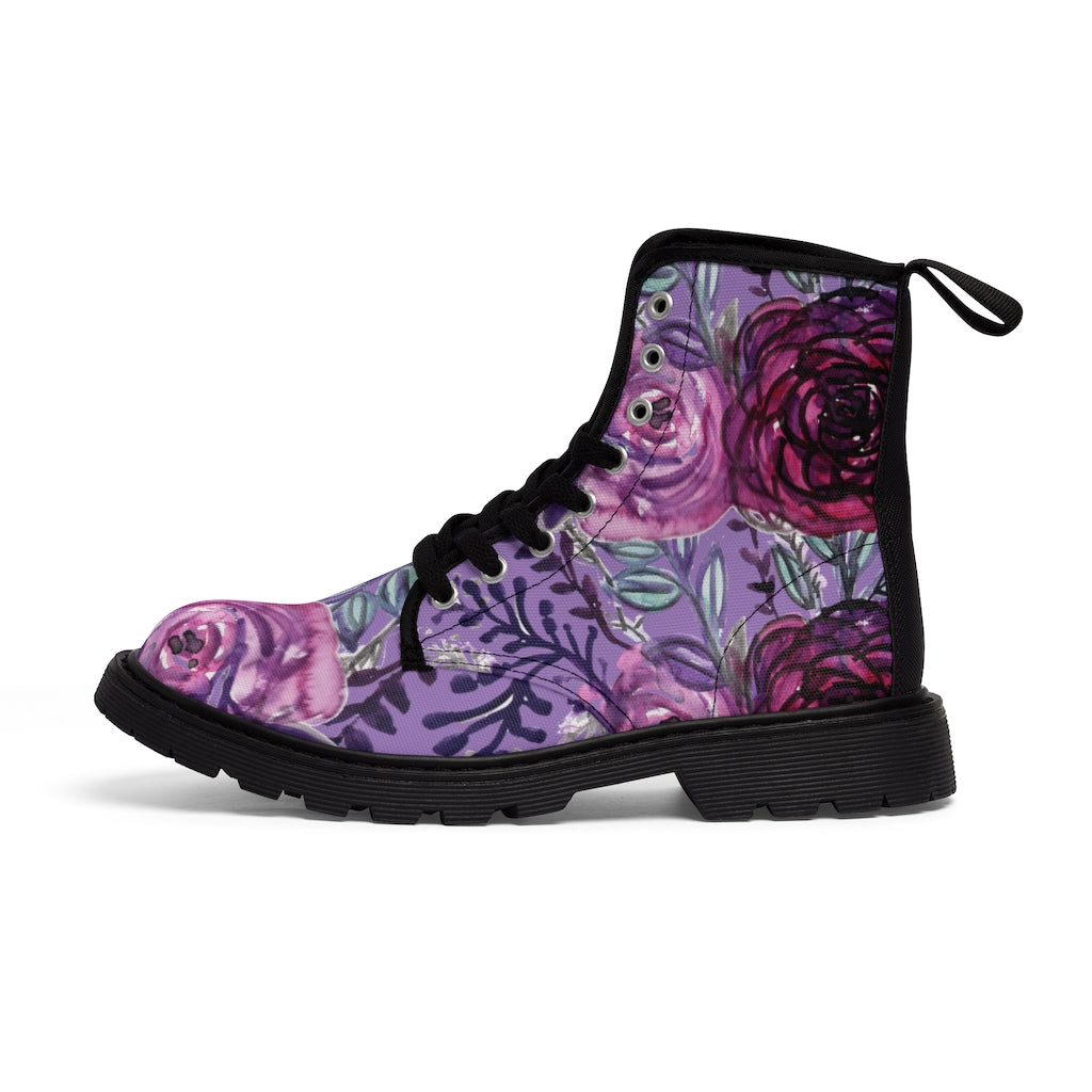 Purple Rose Flower Women's Boots - Vintage Style Winter Boots for Ladies