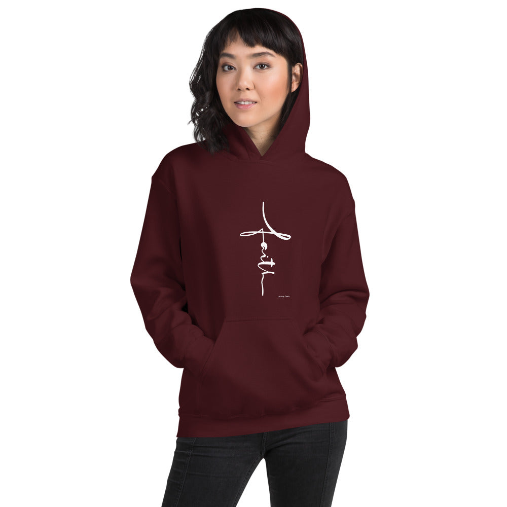 Faith Script - Vertical Cross - Unisex Hoodie