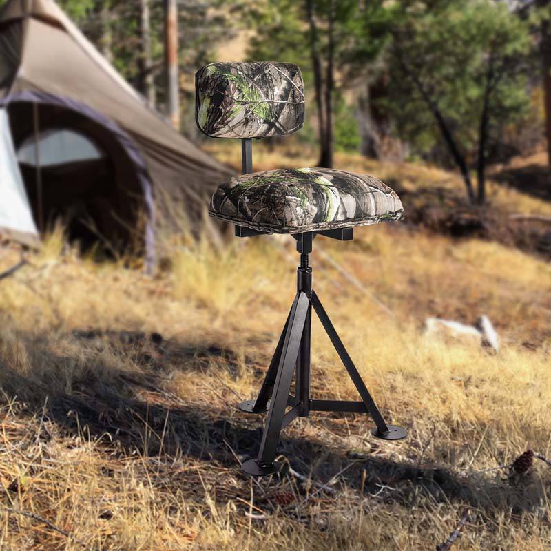 360° Camo Swivel Hunting Chair with Adjustable Height and Detachable Backrest