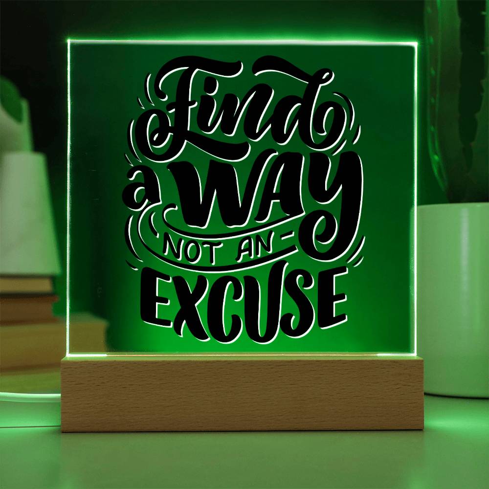 Find A Way - Motivational Acrylic with LED Night Light - Inspirational Home Decor - Encouragement Gift