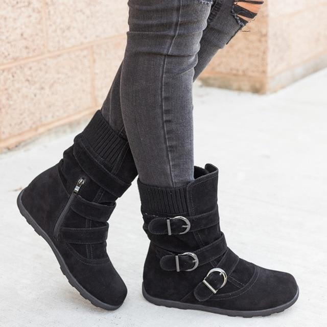 Comfortable Women Buckle Strap Platform Ankle Boots