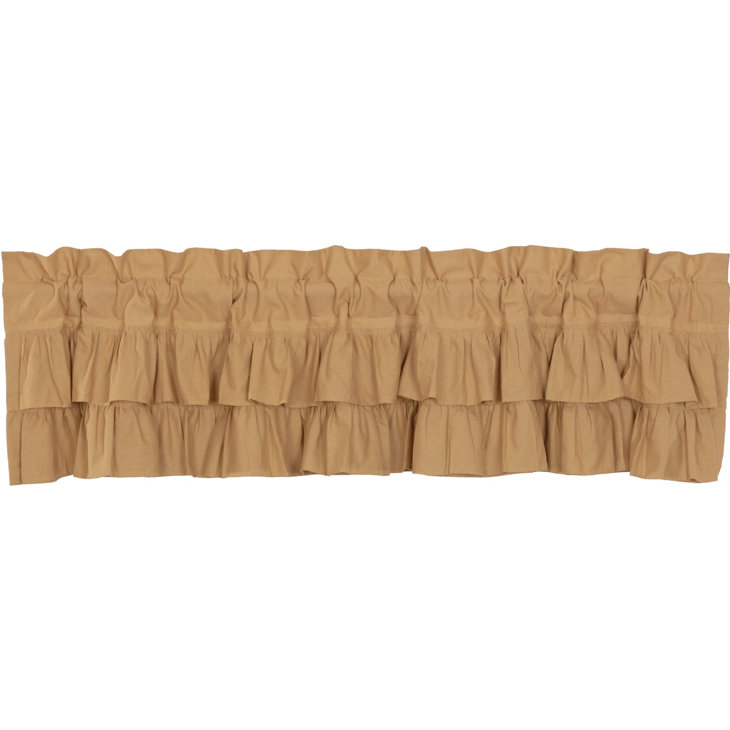 Simple Life Flax Khaki Ruffled Valance 16x72 - Farmhouse Home Decor