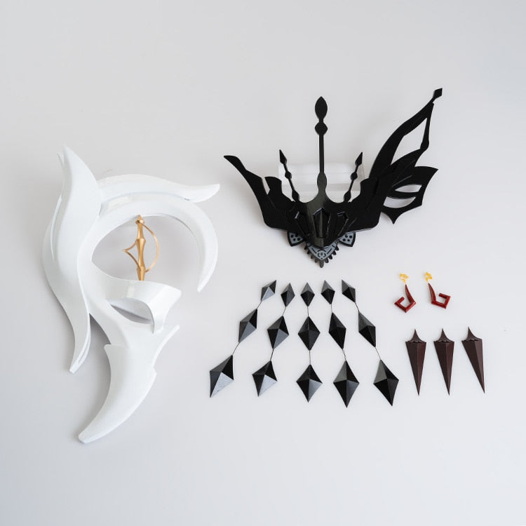 Genshin Impact Fatui Executive Officer NPC Cosplay Shoes with Yellow Wigs and La Signora Accessories