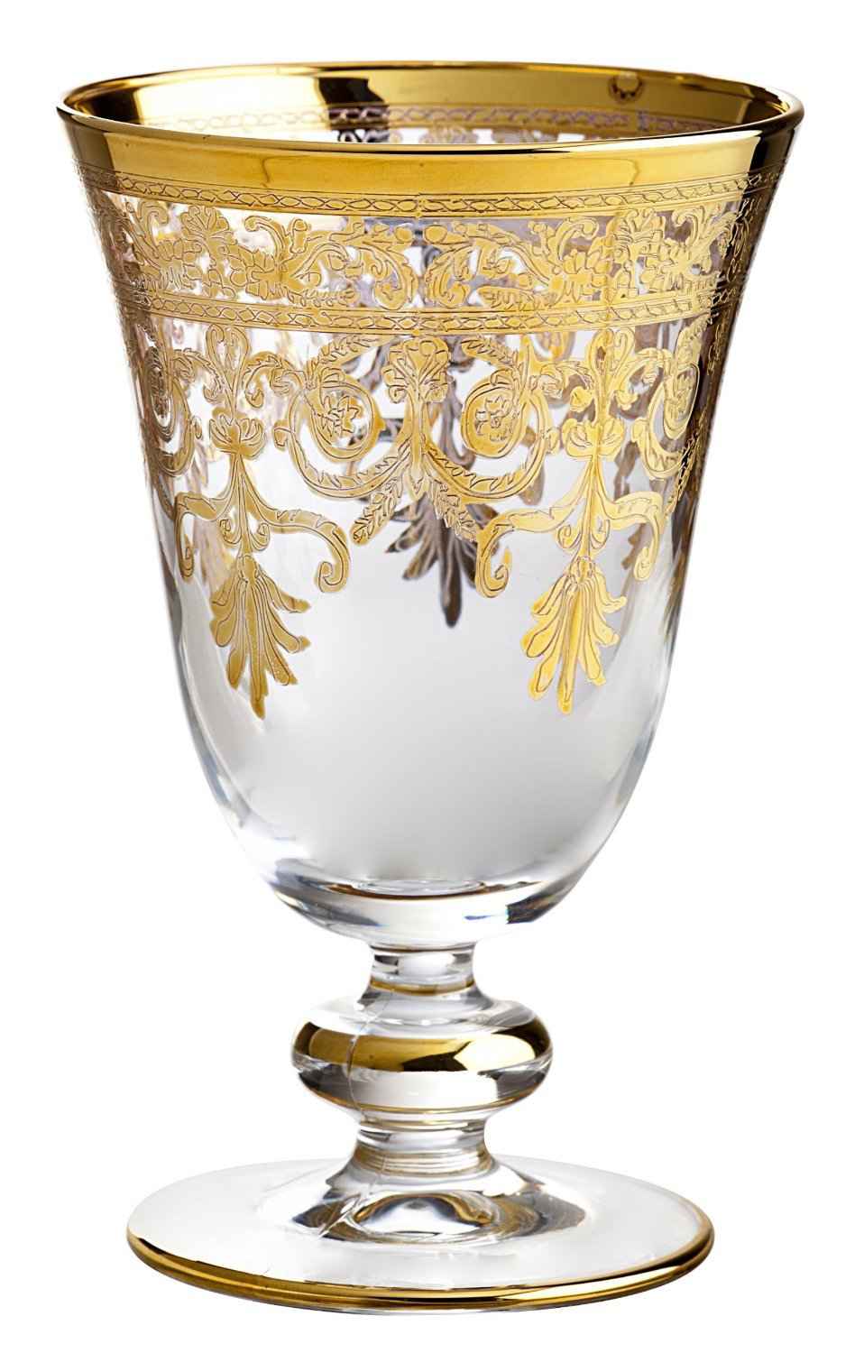 Fine Italian 8 Ounce Wine Glasses with 14K Gold Accent (Set of 6)