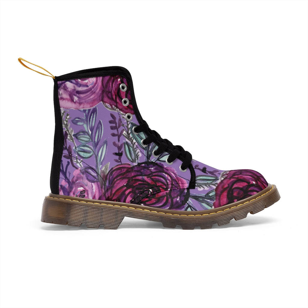 Purple Rose Flower Women's Boots - Vintage Style Winter Boots for Ladies
