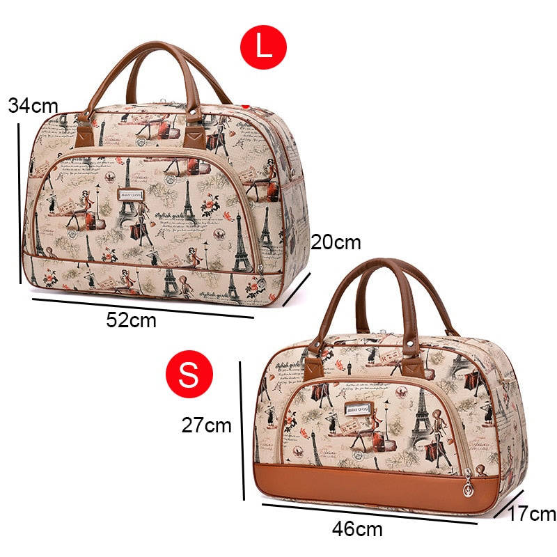 Lkblock Women's Fashion PU Leather Travel Duffle Bag - Large Capacity, Waterproof, Cartoon Print