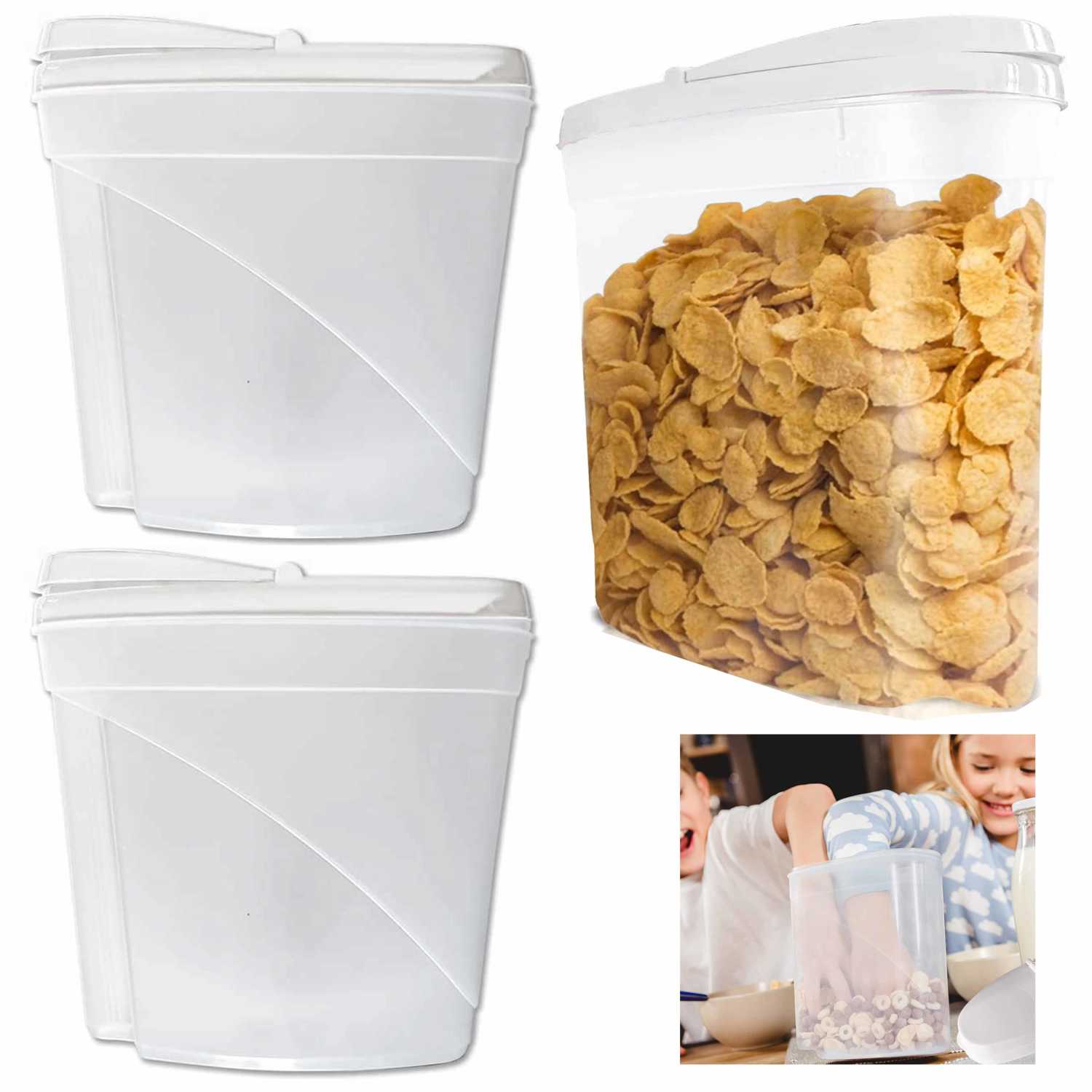 2 Pc BPA-Free Dry Food Storage Cereal Dispenser, 4.8 Liters