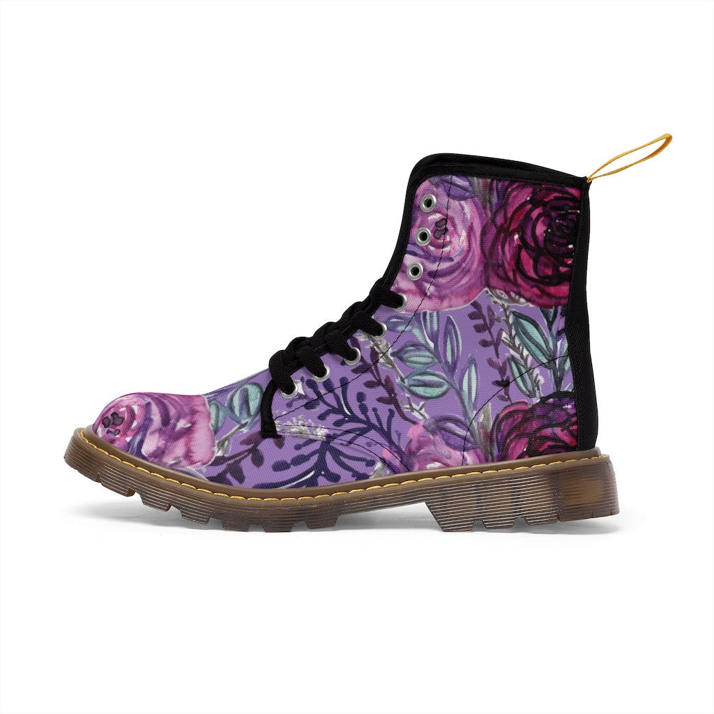 Purple Rose Flower Women's Boots - Vintage Style Winter Boots for Ladies