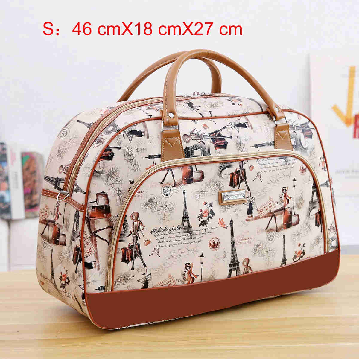 Lkblock Women's Fashion PU Leather Travel Duffle Bag - Large Capacity, Waterproof, Cartoon Print