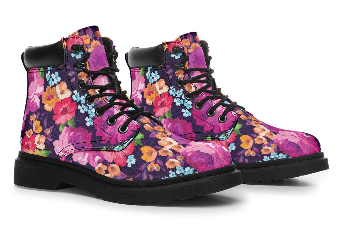 Floral Classic Vibe Boots - Custom Printed, Vegan & Water Resistant