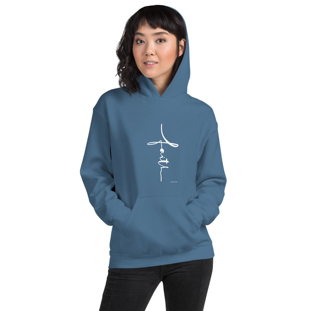 Faith Script - Vertical Cross - Unisex Hoodie