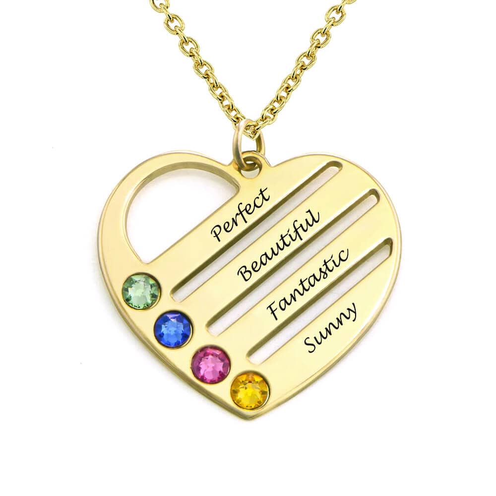 Custom Text Heart-shaped Colorful Necklace Personalized Silver Name Necklace Jewelry Design for Mother's Day Gift