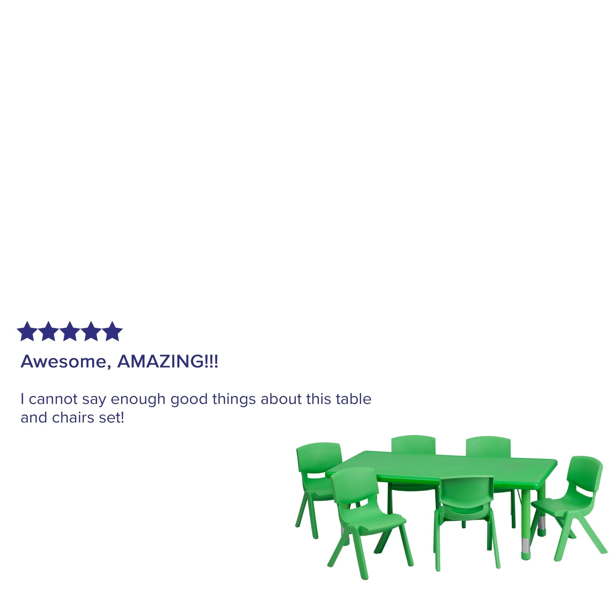 Emmy 24W x 48L Rectangular Plastic Height Adjustable Activity Table Set with 6 Chairs