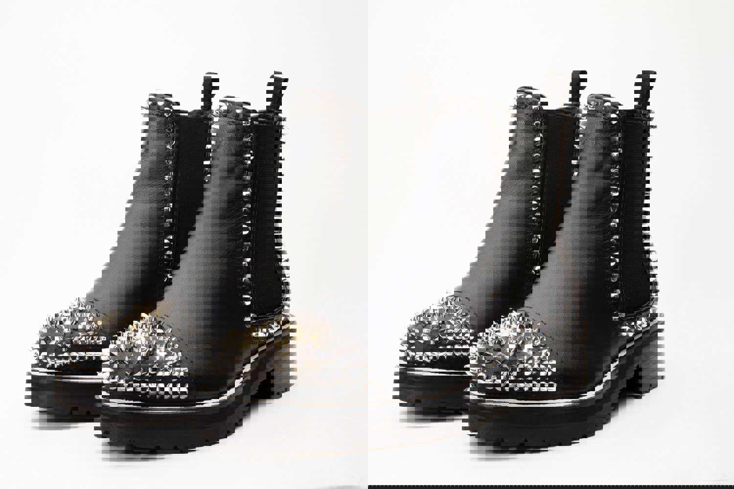 Vuvulane Black Spike Leather Ankle Women Boot