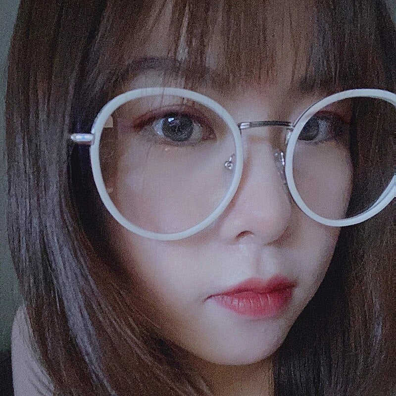 Fashion Oversized Round Retro Anti-Blue Light Metal Frame Glasses for Women
