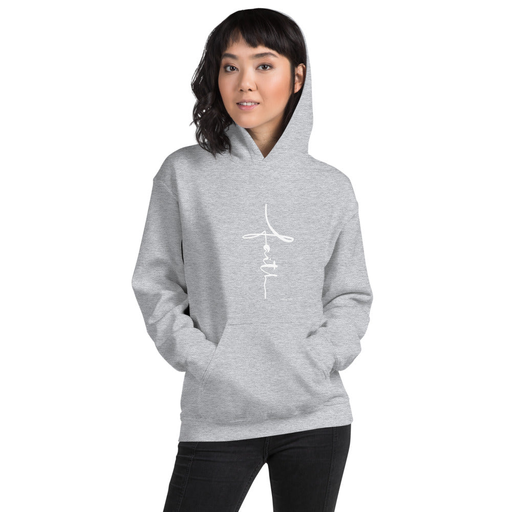 Faith Script - Vertical Cross - Unisex Hoodie